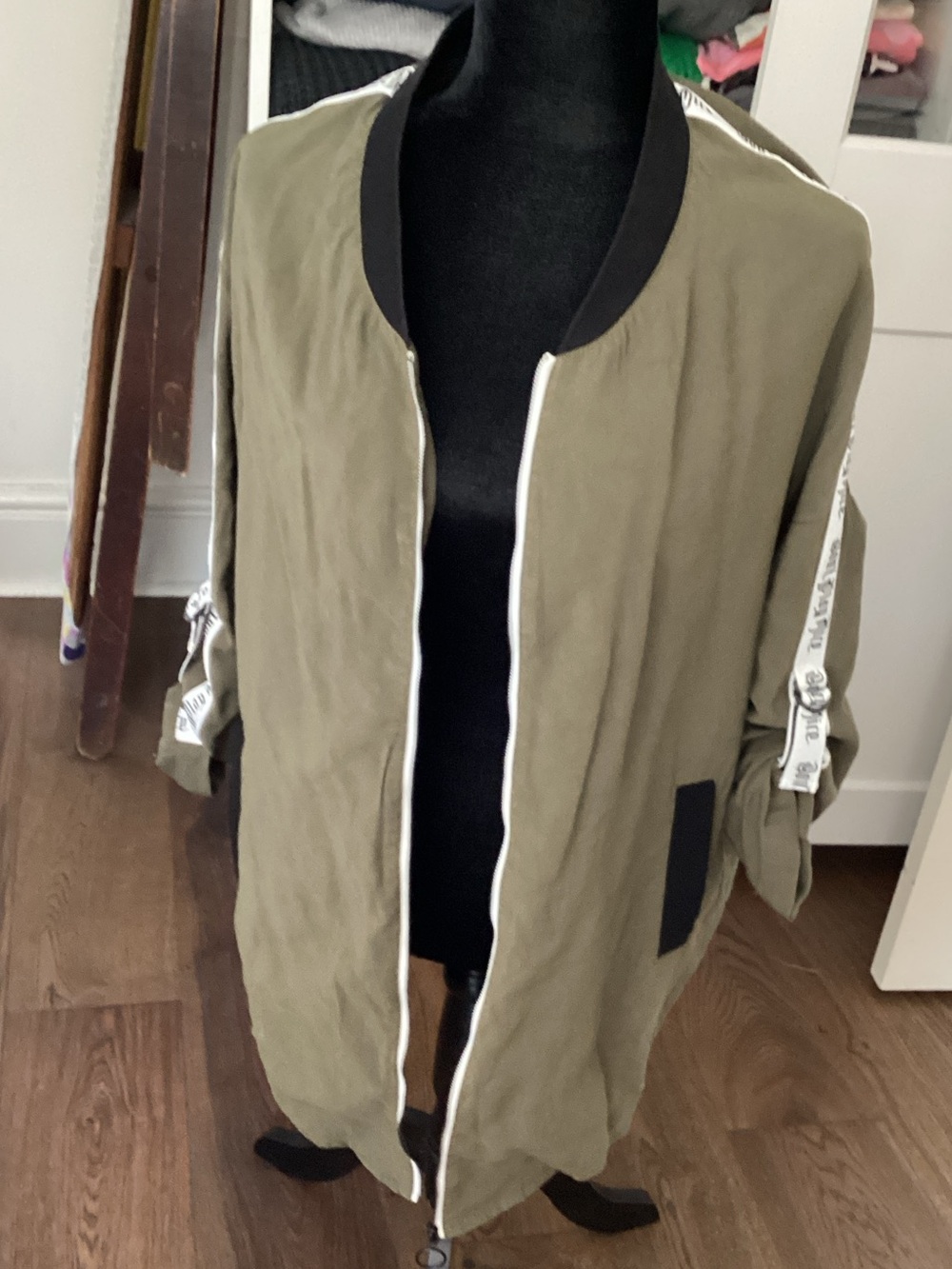 ONLY Olive Jacket with Black Collar and White Piping